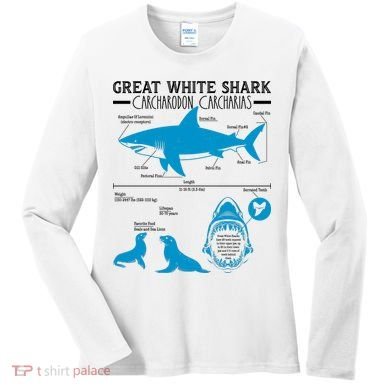 Great White Shark Carcharodon Carcharias Infographic Women's Long Sleeve Shirt