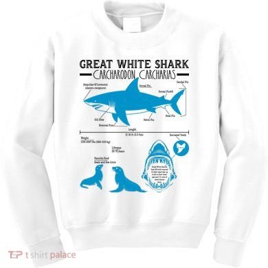 Great White Shark Carcharodon Carcharias Infographic Kids Sweatshirt