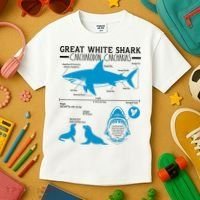 Great White Shark Carcharodon Carcharias Infographic Kids T-Shirt thumb 3