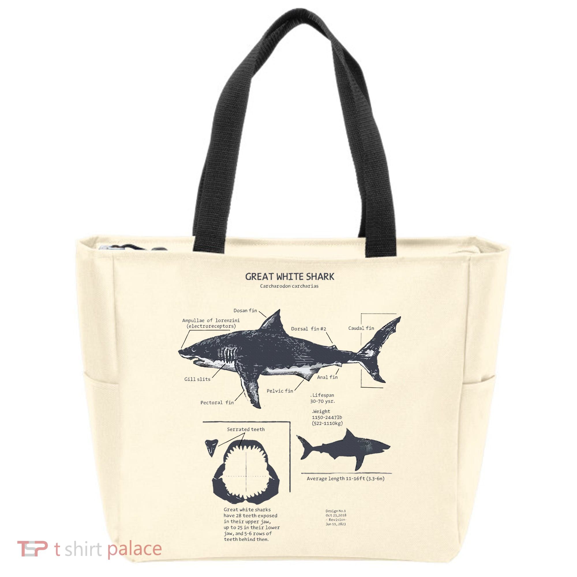 Great White Shark Anatomy Marine Biologist Tote Bag