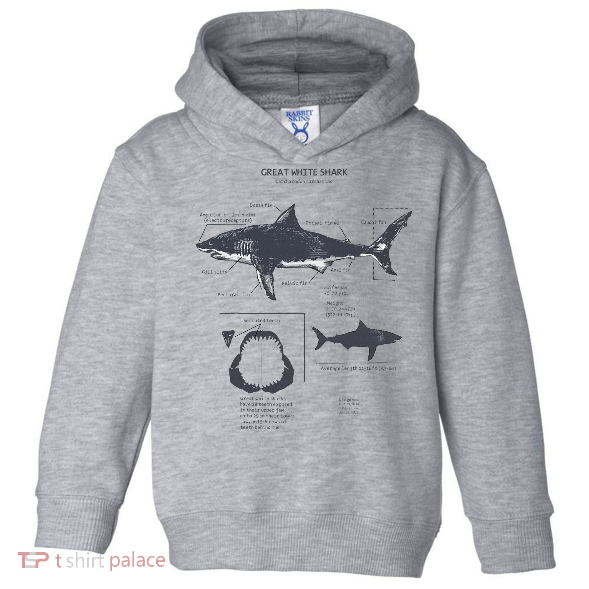 Great White Shark Anatomy Marine Biologist Toddler Hoodie
