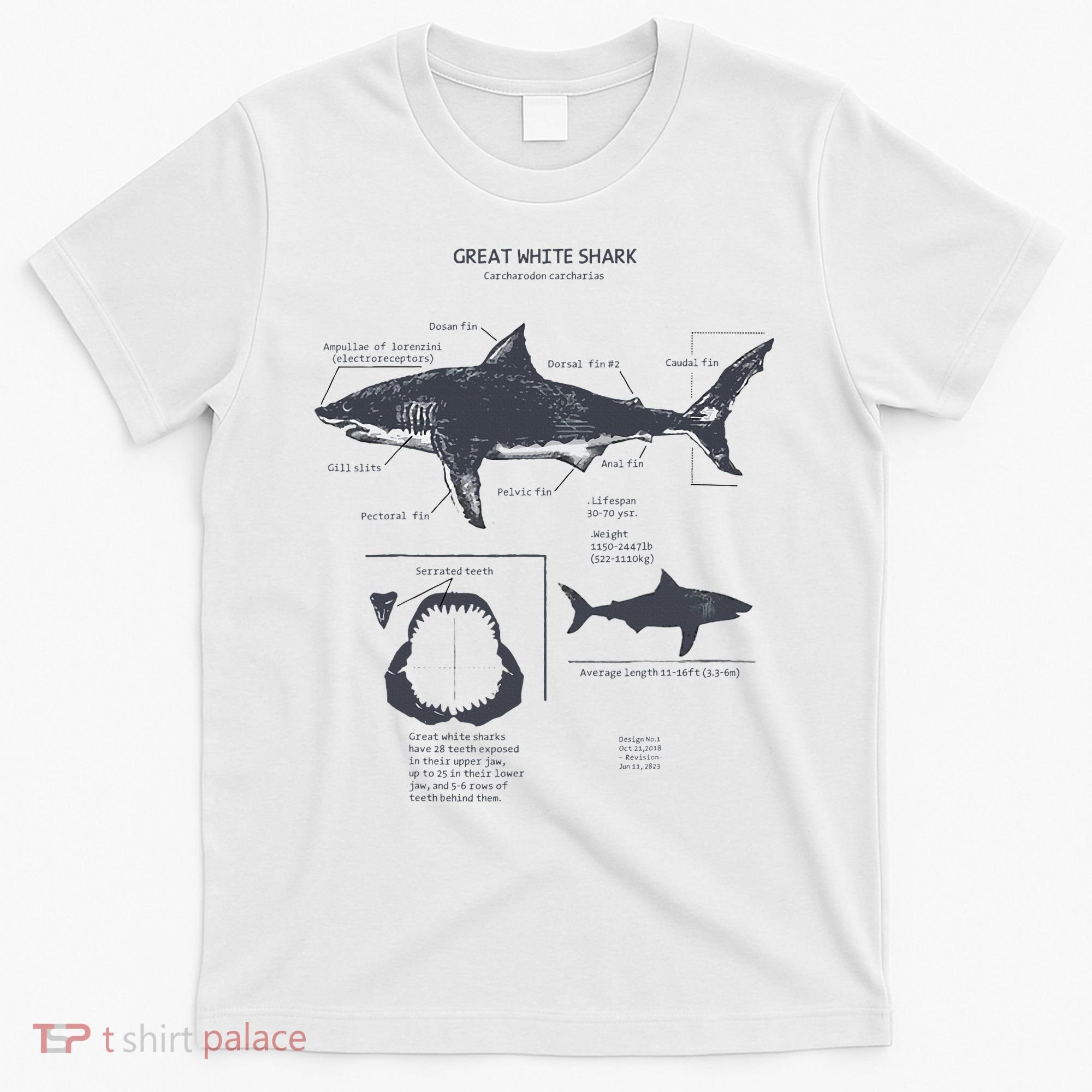 Great White Shark Anatomy Marine Biologist T-Shirt