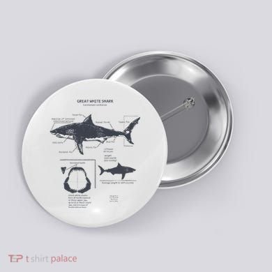Great White Shark Anatomy Marine Biologist Button