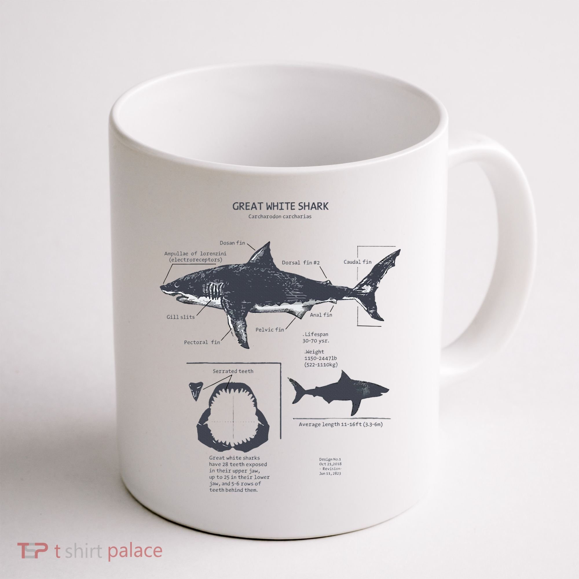 Great White Shark Anatomy Marine Biologist Coffee Mug