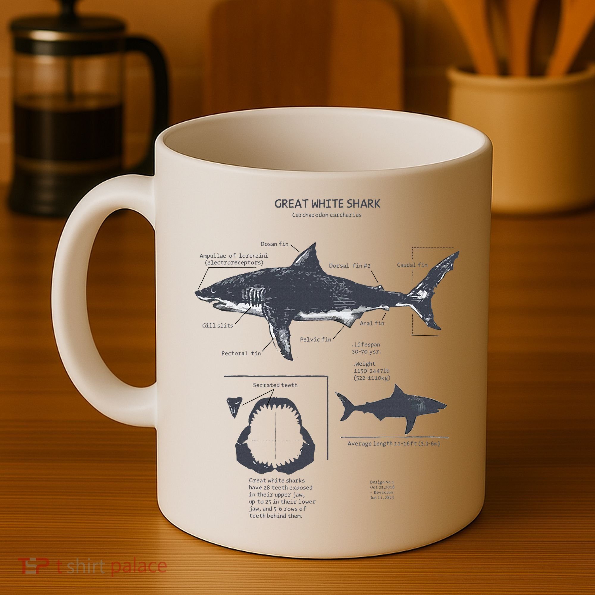 Great White Shark Anatomy Marine Biologist Coffee Mug