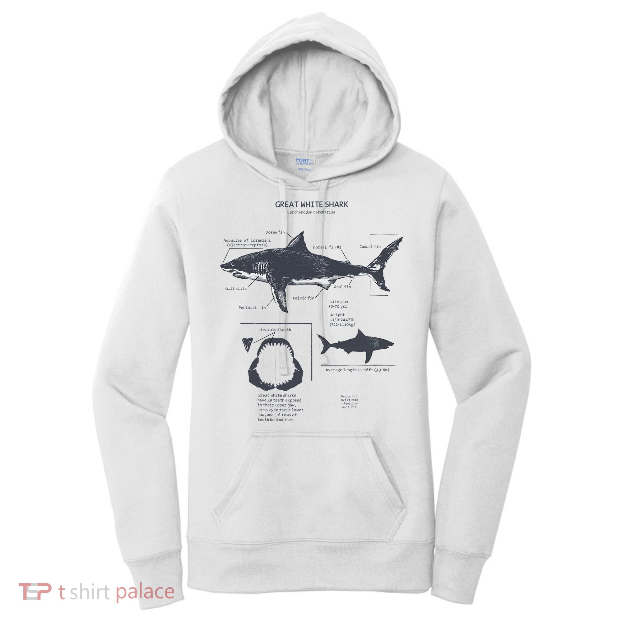 Great White Shark Anatomy Marine Biologist Women's Hoodie