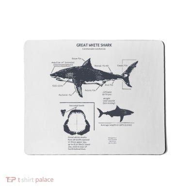 Great White Shark Anatomy Marine Biologist Mousepad