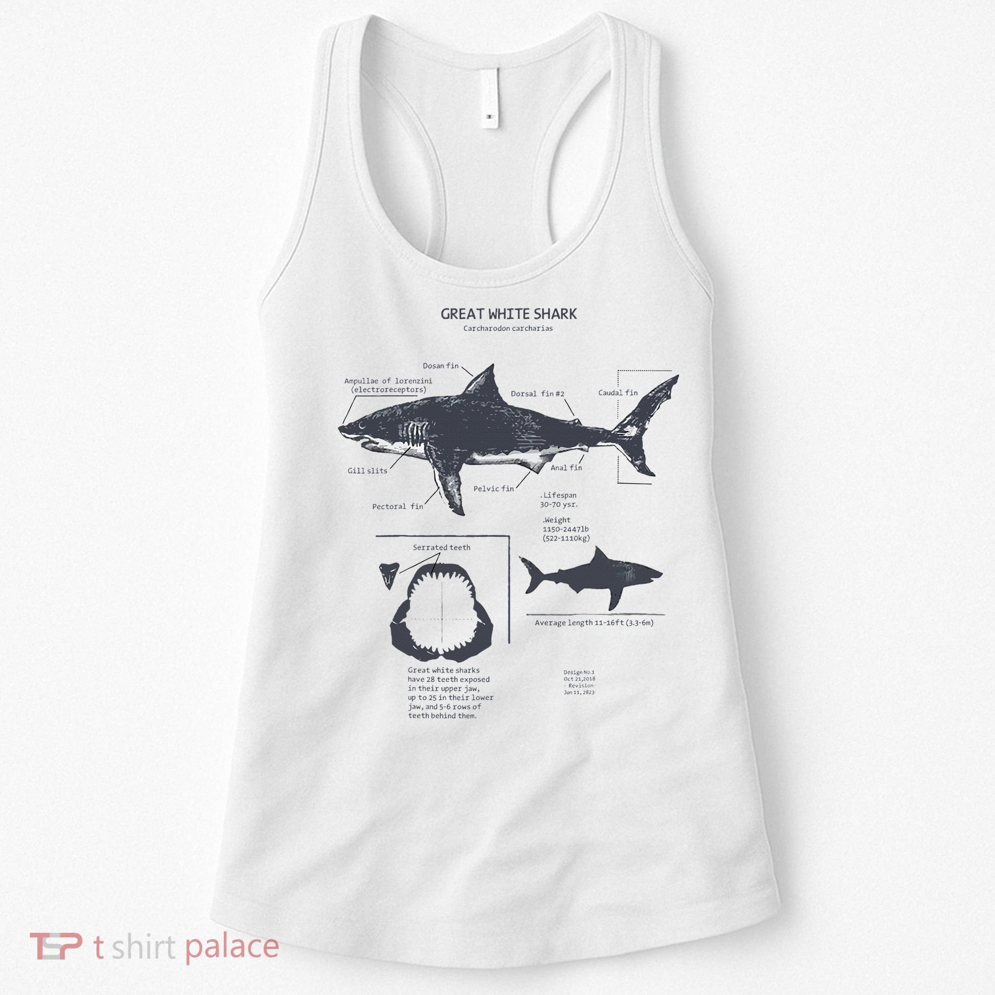 Great White Shark Anatomy Marine Biologist Women's Tank Top