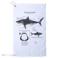 Great White Shark Anatomy Marine Biologist Golf Towel thumb 0