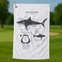 Great White Shark Anatomy Marine Biologist Golf Towel thumb 1