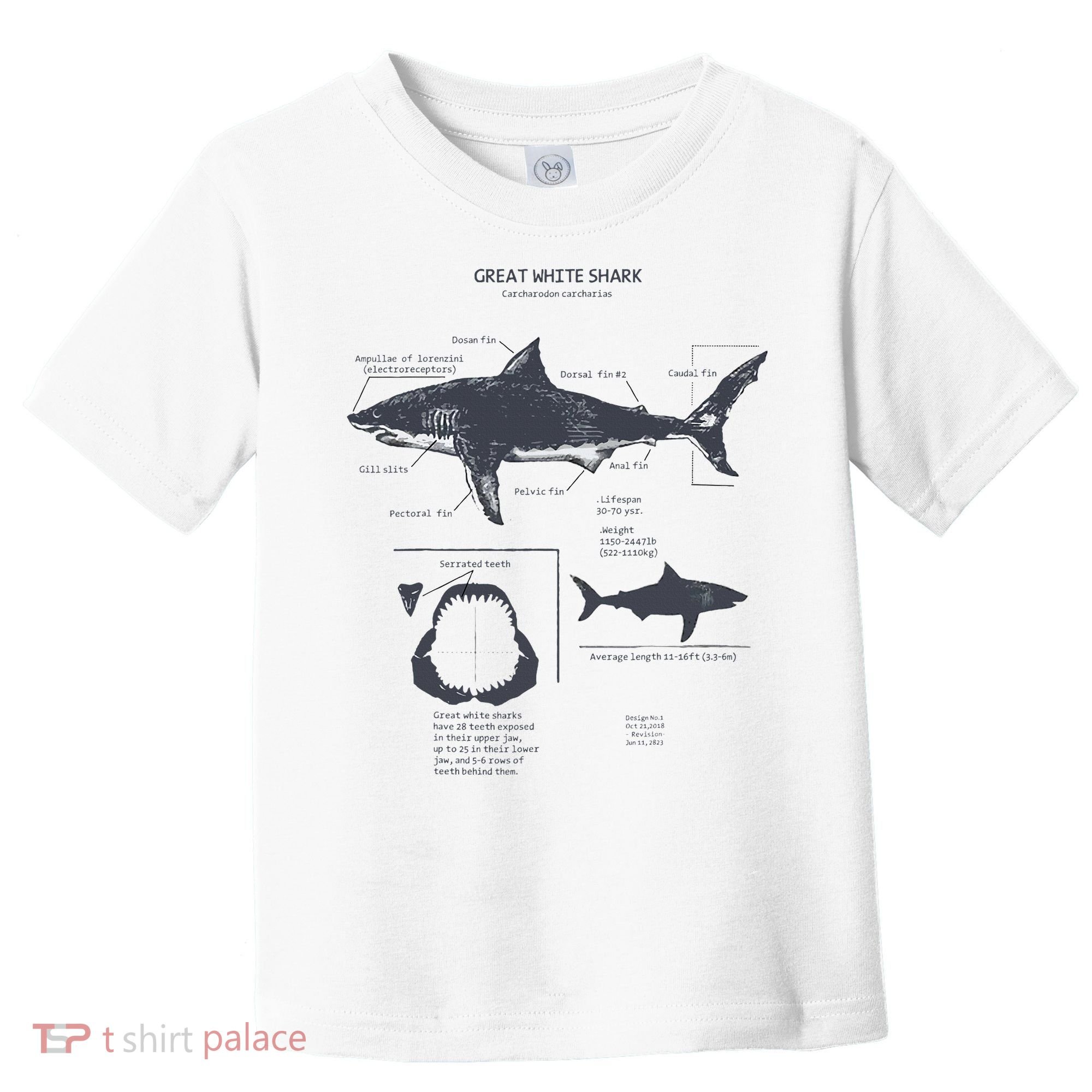 Great White Shark Anatomy Marine Biologist Toddler T-Shirt