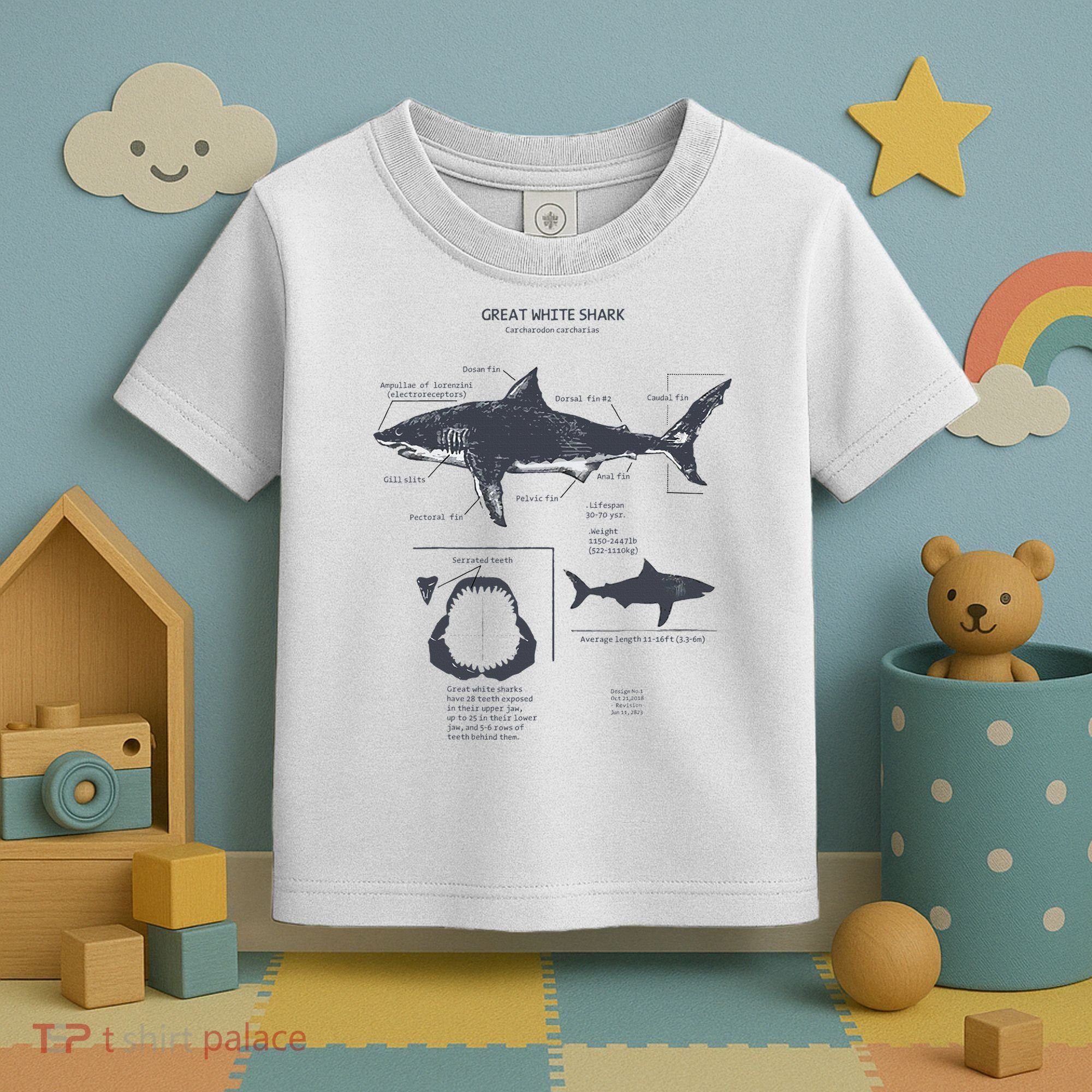 Great White Shark Anatomy Marine Biologist Toddler T-Shirt