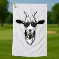 Goat With Sunglasses Golf Towel thumb 1