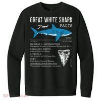 Great White Shark Facts Educational Shark Lover Sharks Tooth V.I.T. Fleece Crew Sweatshirt thumb 0
