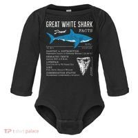 Great White Shark Facts Educational Shark Lover Sharks Tooth Baby Long Sleeve Bodysuit thumb 0