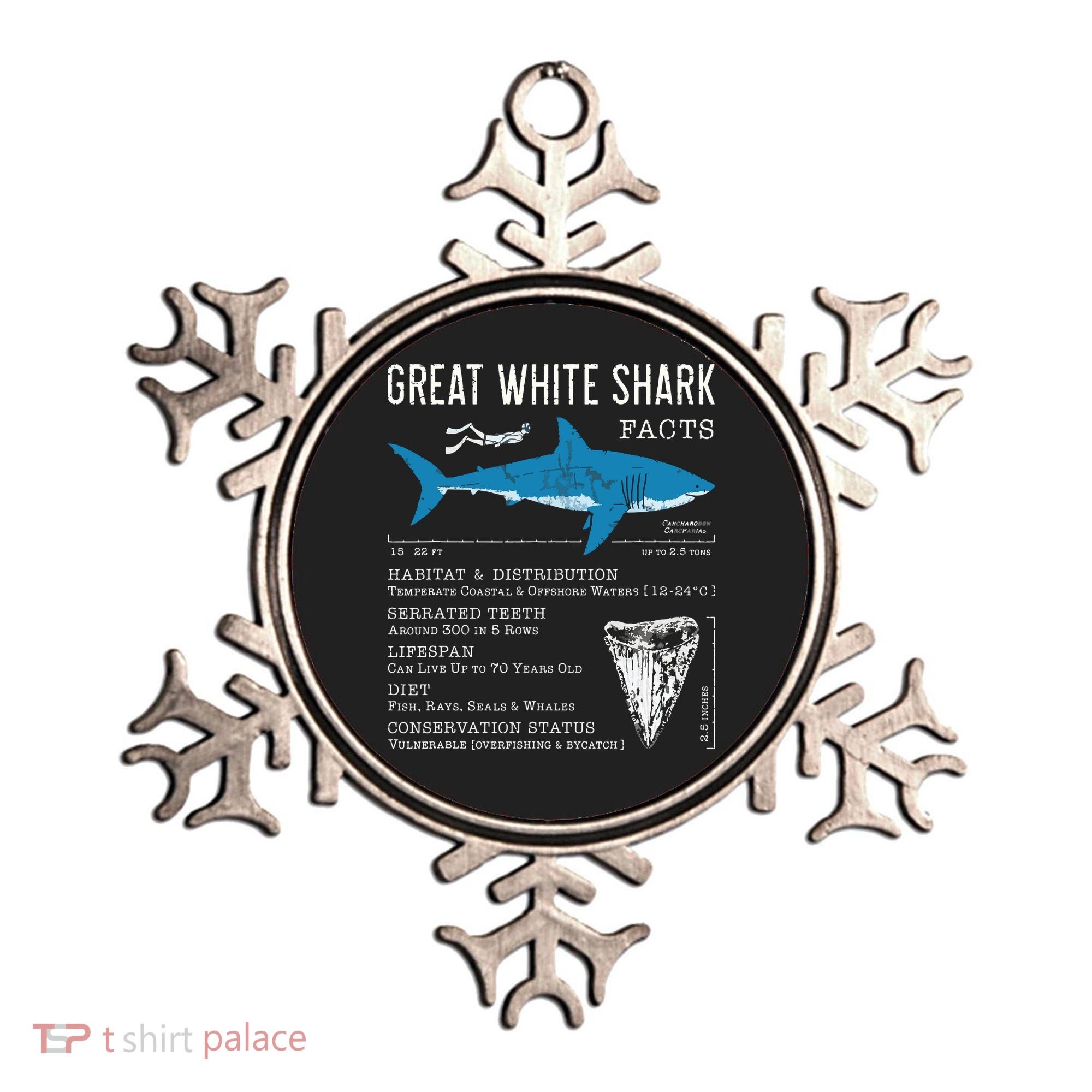 Great White Shark Facts Educational Shark Lover Sharks Tooth Ornament