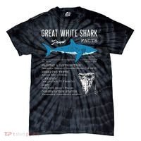 Great White Shark Facts Educational Shark Lover Sharks Tooth Tie-Dye T-Shirt thumb 0
