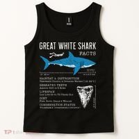 Great White Shark Facts Educational Shark Lover Sharks Tooth Tank Top thumb 2