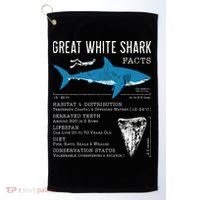 Great White Shark Facts Educational Shark Lover Sharks Tooth Golf Towel thumb 0
