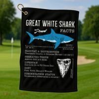 Great White Shark Facts Educational Shark Lover Sharks Tooth Golf Towel thumb 1