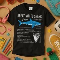 Great White Shark Facts Educational Shark Lover Sharks Tooth Kids T-Shirt thumb 3