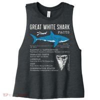 Great White Shark Facts Educational Shark Lover Sharks Tooth Women's Racerback Cropped Tank thumb 0