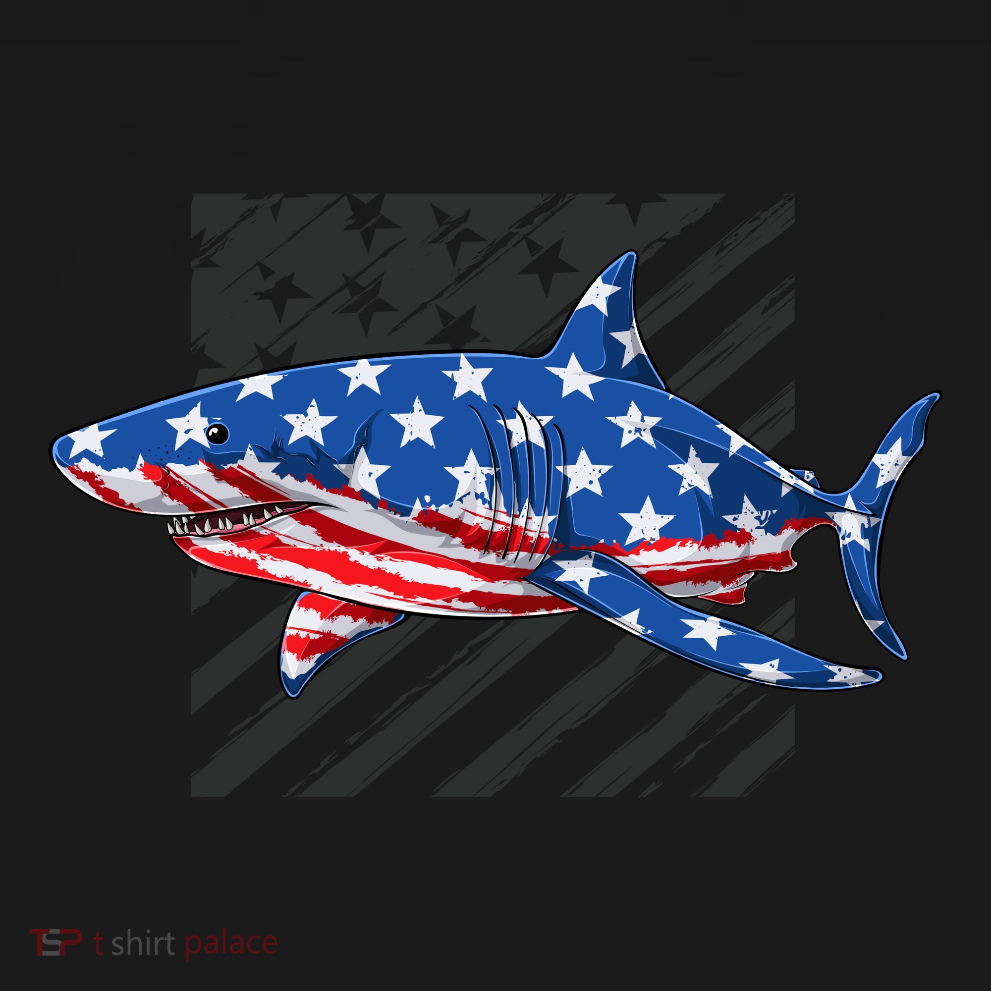 Great White Shark USA Flag Week Sharks USA-Made Doggie Bandana