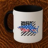 Great White Shark USA Flag Week Sharks Coffee Mug thumb 2