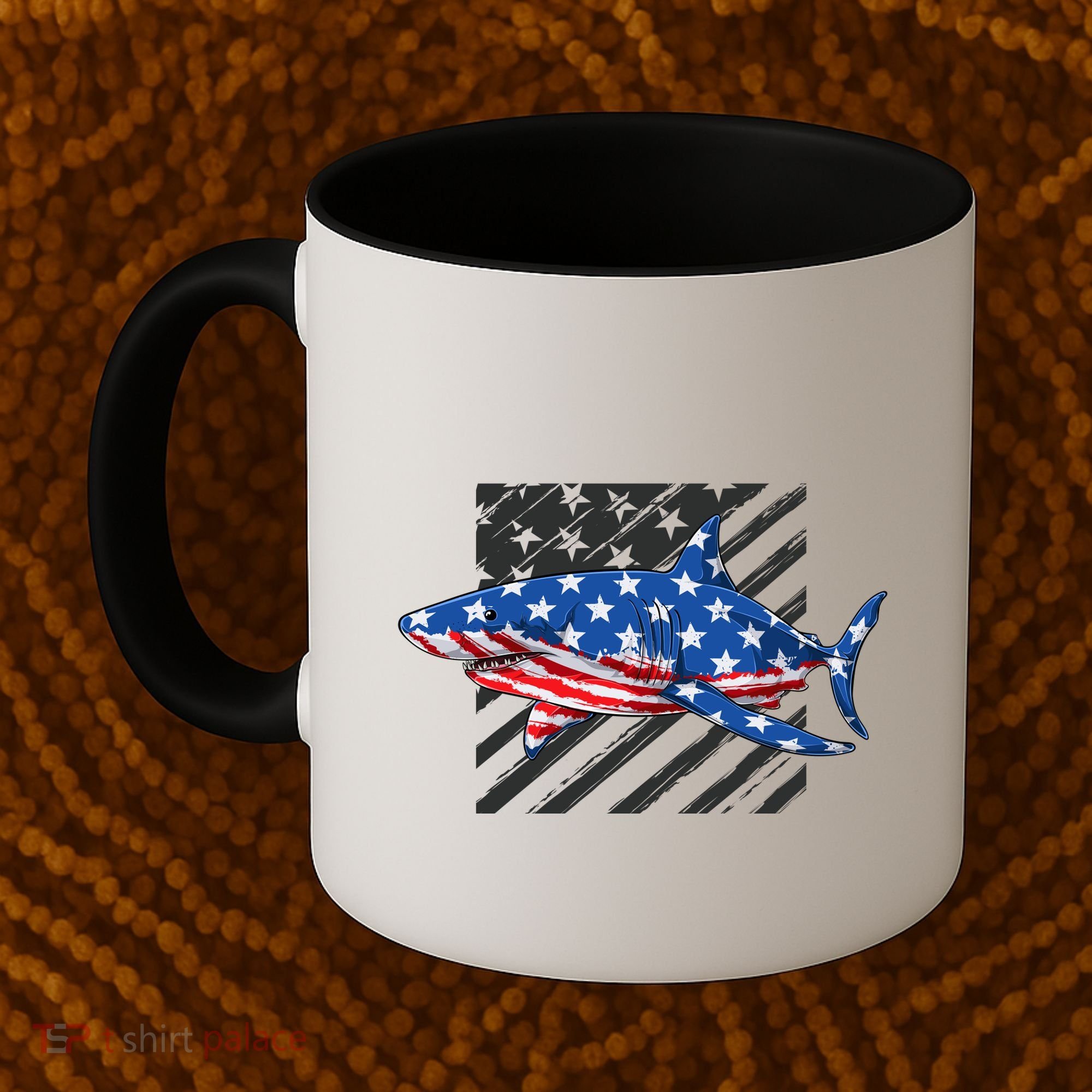 Great White Shark USA Flag Week Sharks Coffee Mug