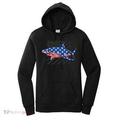 Great White Shark USA Flag Week Sharks Women's Hoodie