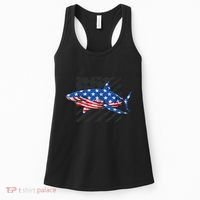 Great White Shark USA Flag Week Sharks Women's Tank Top thumb 0