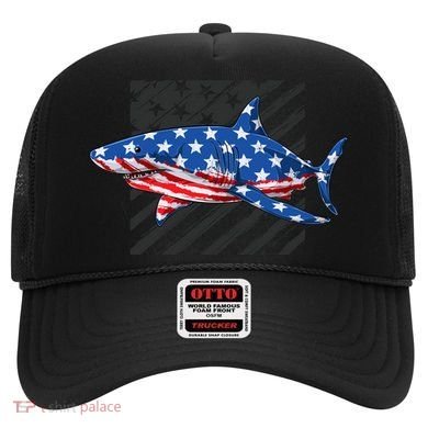 Great White Shark USA Flag Week Sharks Hat