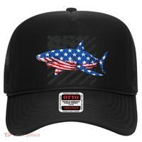 Great White Shark USA Flag Week Sharks Hat thumb 0