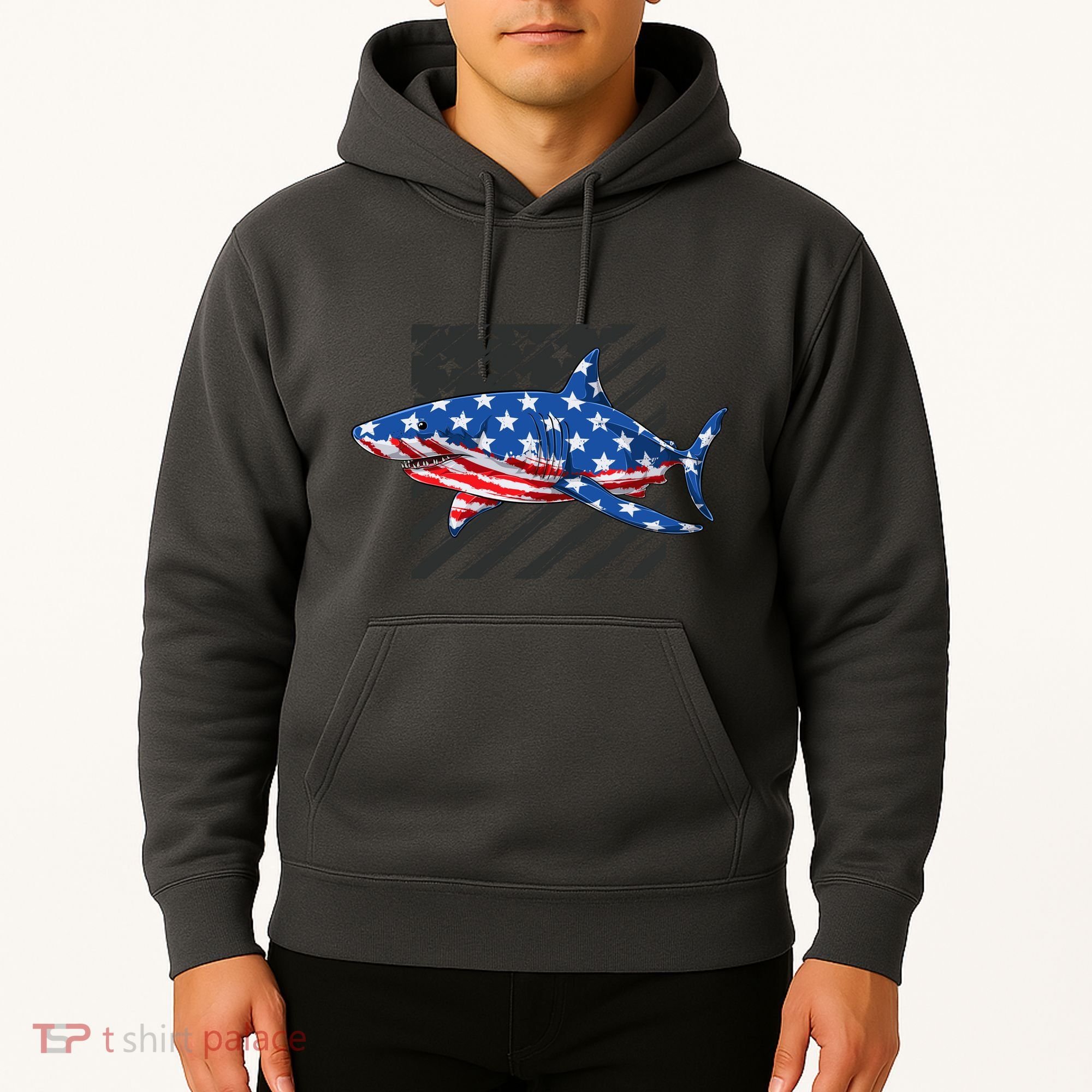 Great White Shark USA Flag Week Sharks Hoodie