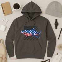 Great White Shark USA Flag Week Sharks Hoodie thumb 3