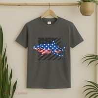 Great White Shark USA Flag Week Sharks T-Shirt thumb 2