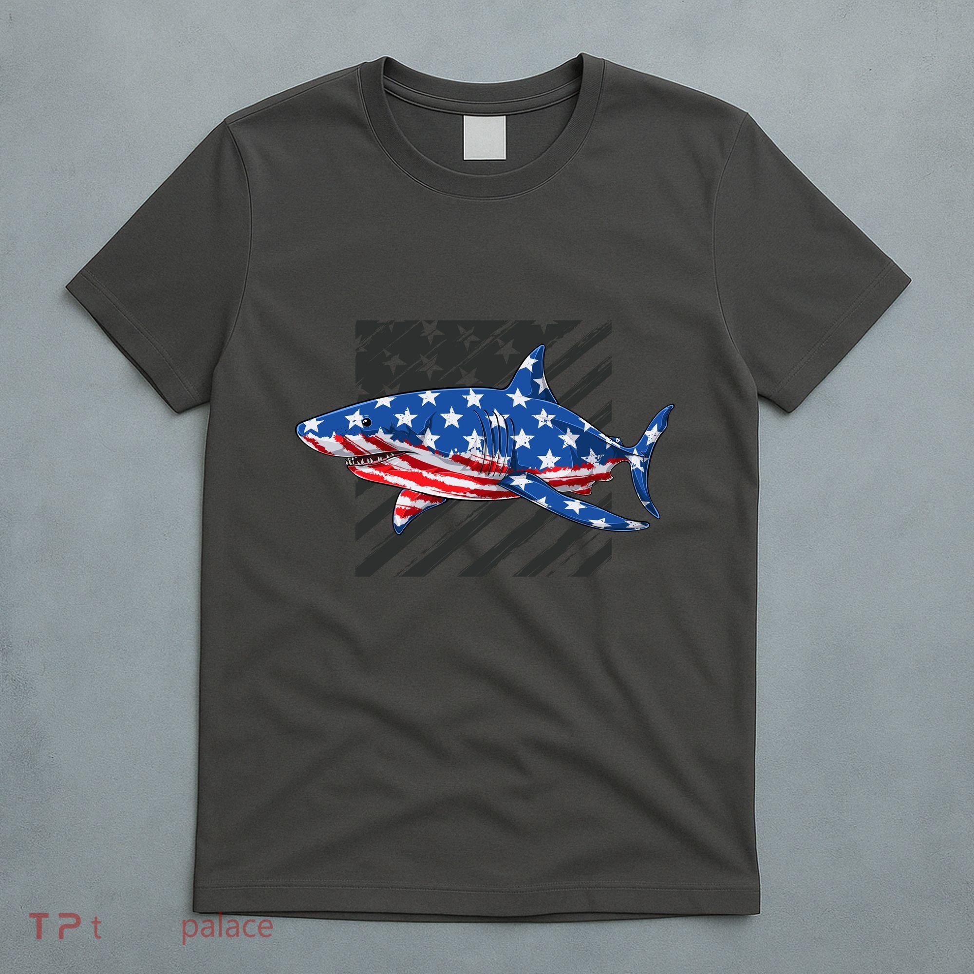 Great White Shark USA Flag Week Sharks T-Shirt