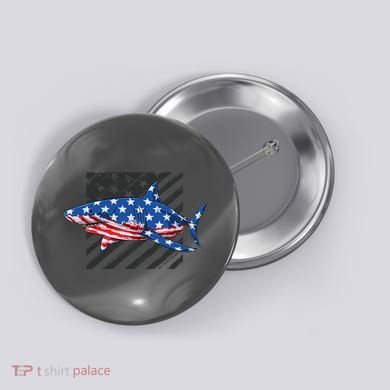 Great White Shark USA Flag Week Sharks Button