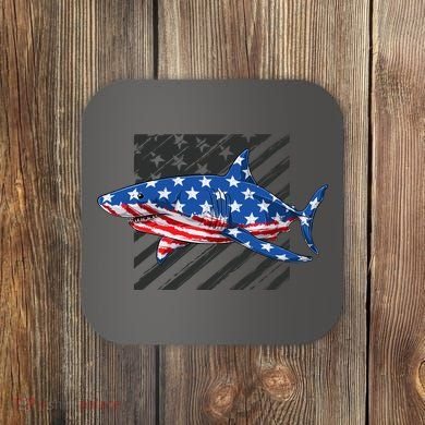 Great White Shark USA Flag Week Sharks Coaster