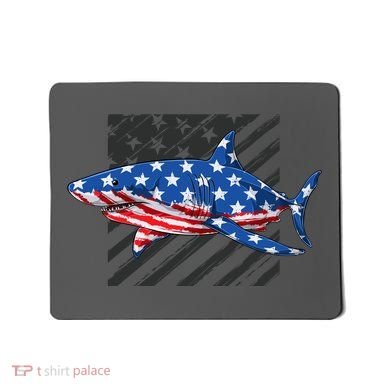 Great White Shark USA Flag Week Sharks Mousepad