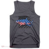 Great White Shark USA Flag Week Sharks Tank Top thumb 0