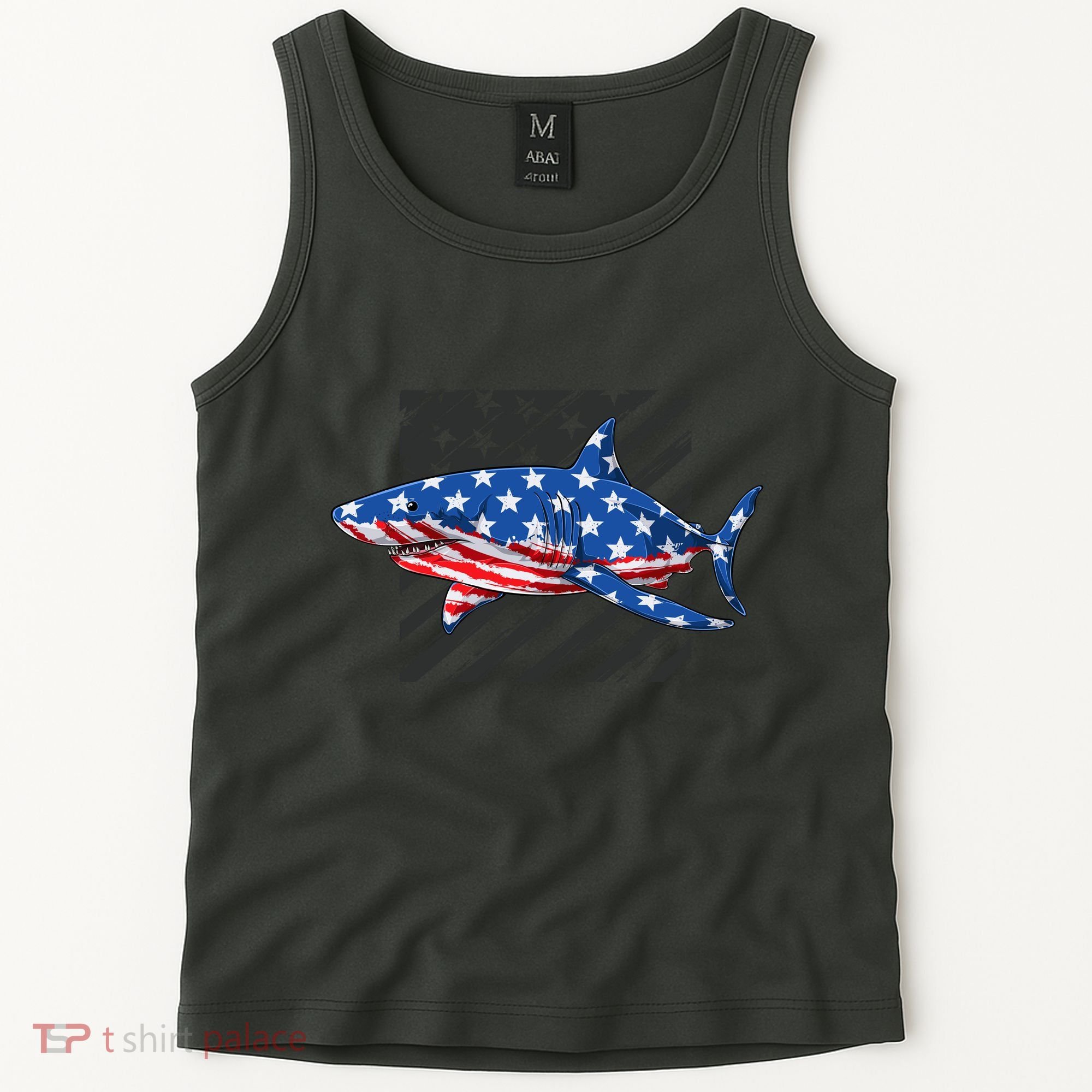 Great White Shark USA Flag Week Sharks Tank Top