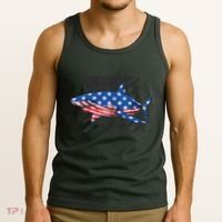 Great White Shark USA Flag Week Sharks Tank Top thumb 3