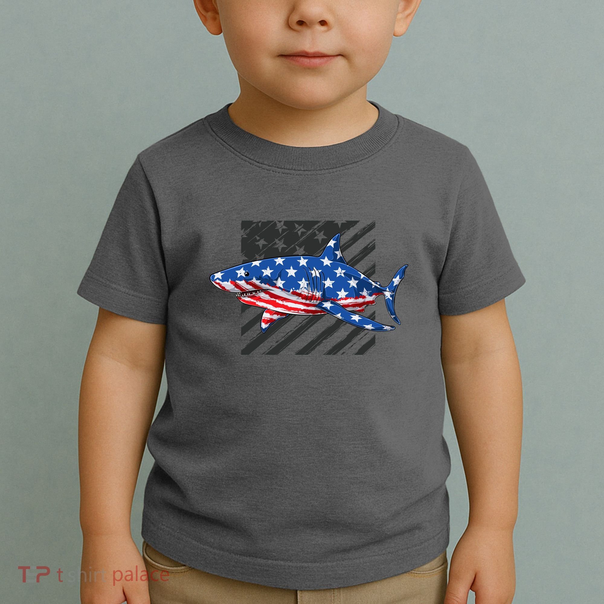Great White Shark USA Flag Week Sharks Toddler T-Shirt