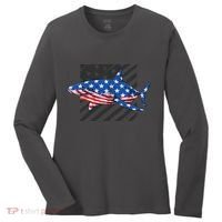 Great White Shark USA Flag Week Sharks Women's Long Sleeve Shirt thumb 0
