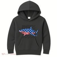 Great White Shark USA Flag Week Sharks Kids Hoodie thumb 0