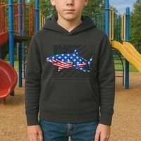 Great White Shark USA Flag Week Sharks Kids Hoodie thumb 2