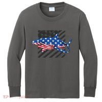 Great White Shark USA Flag Week Sharks Kids Long Sleeve Shirt thumb 0