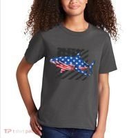 Great White Shark USA Flag Week Sharks Kids T-Shirt thumb 2