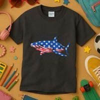 Great White Shark USA Flag Week Sharks Kids T-Shirt thumb 3